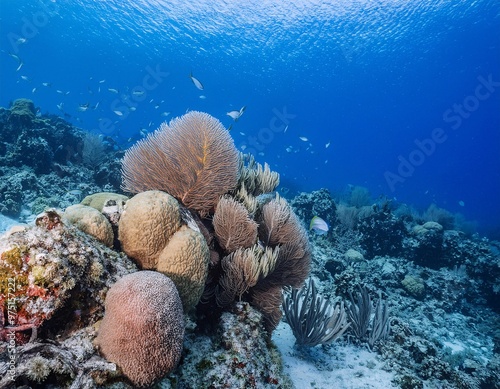 sea ​​views with clear and stunning turquoise waters, featuring beautiful coral reefs, generative ai photo