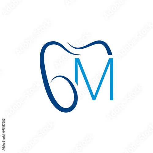 initial letter G shape silhouette of teeth with M logo vector
