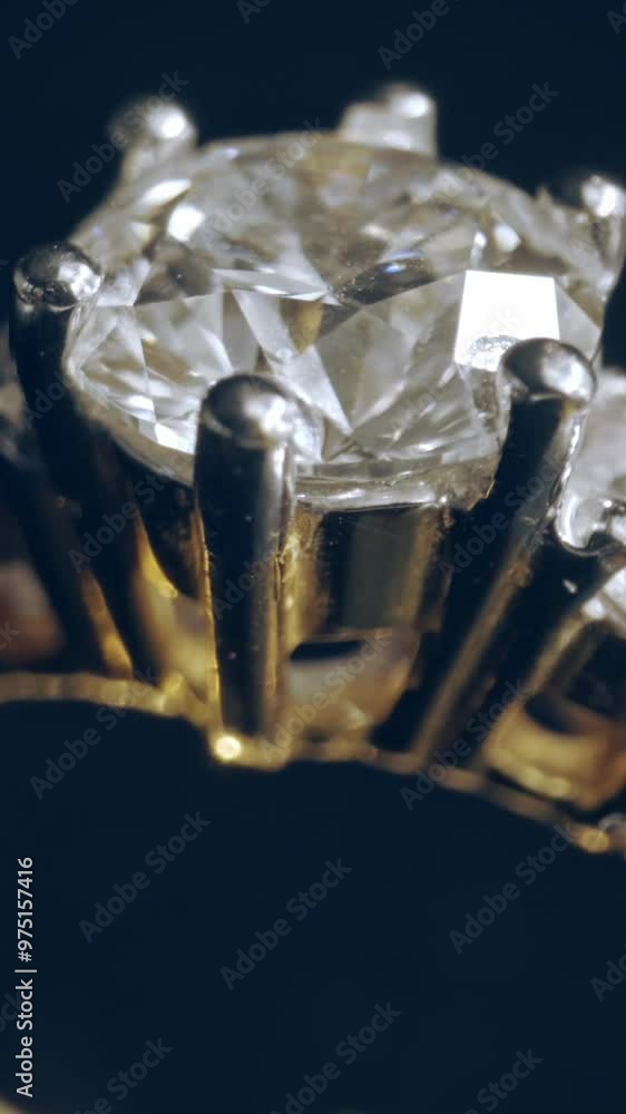 Extreme detailed of diamond ring close up shot while rotating on dark background. The wedding ring was shot using macro lens with shallow depth of field. Engagement, marriage and wedding concept. Extreme detailed of diamond ring close up shot while rotating on dark background. The wedding ring was shot using macro lens with shallow depth of field. Engagement, marriage and wedding concept.