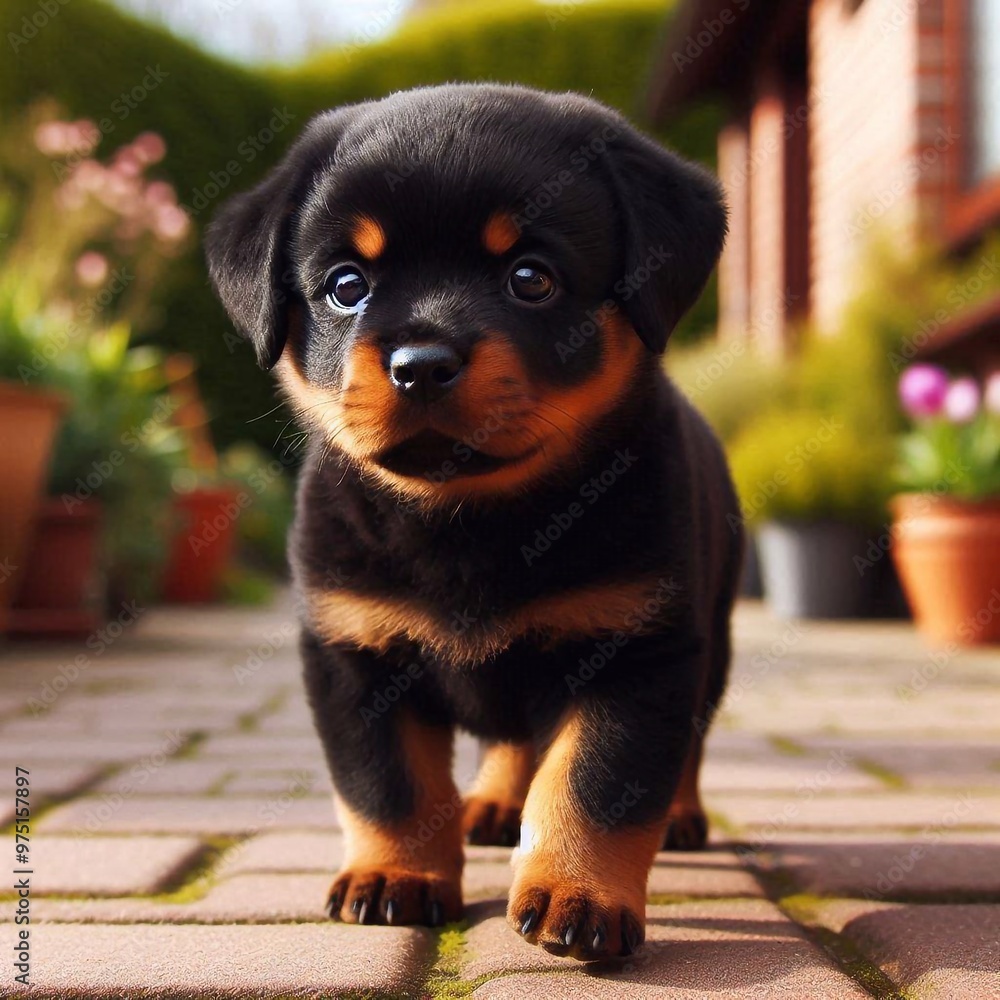 Obraz premium Rottweiler im Garten
