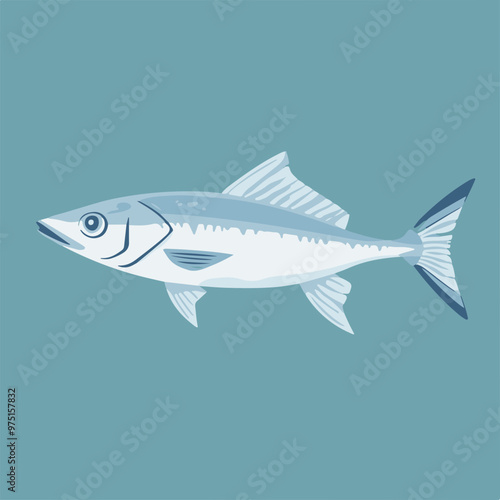 Illustration of a Side View Fish on a Blue Background