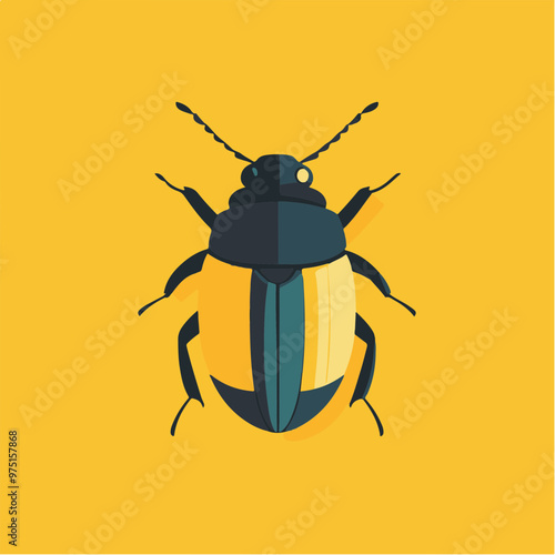 Vector Illustration of a Beetle on Yellow Background