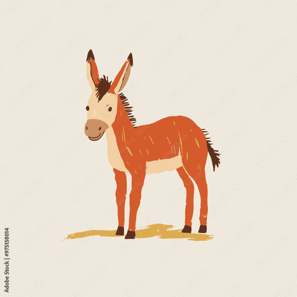 Stylized Illustration of a Standing Donkey Stylized Illustration of a Standing Donkey