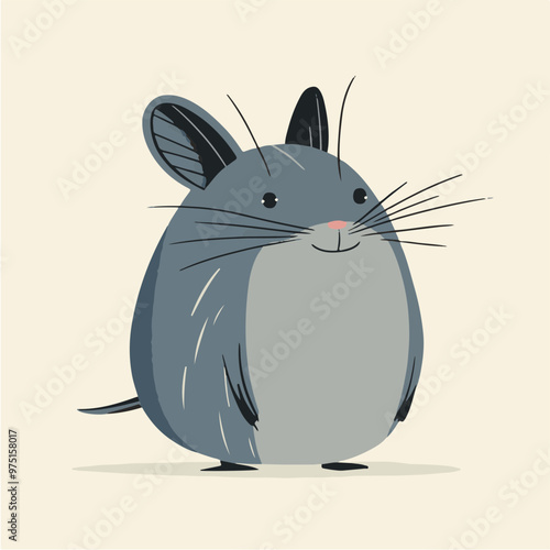 Cute Cartoon Mouse Character with Paws and Ears