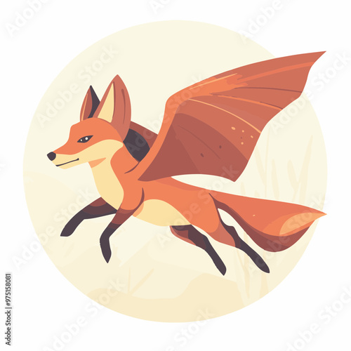 Vector Illustration of a Flying Fox with Wings
