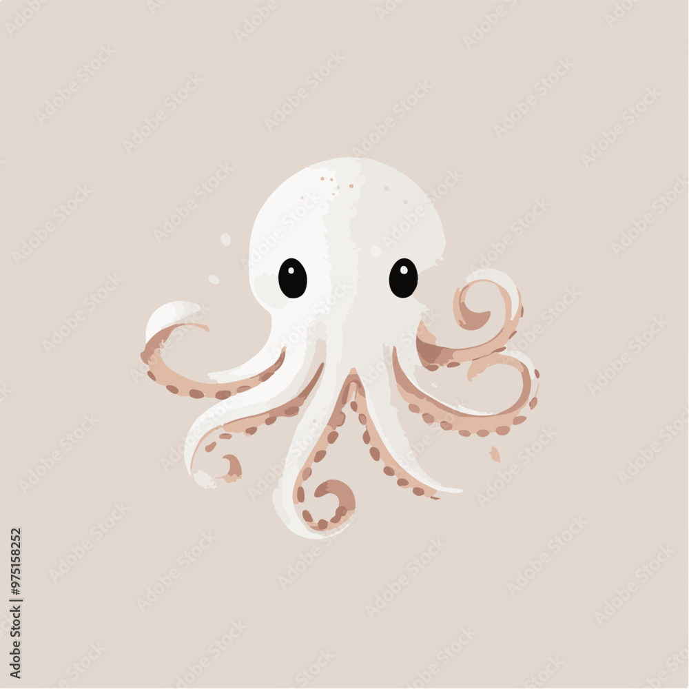 Fototapeta premium Cute Vector Illustration of a Happy Octopus
