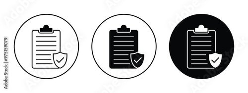Vector Clipboard With Check Shield Icon Set