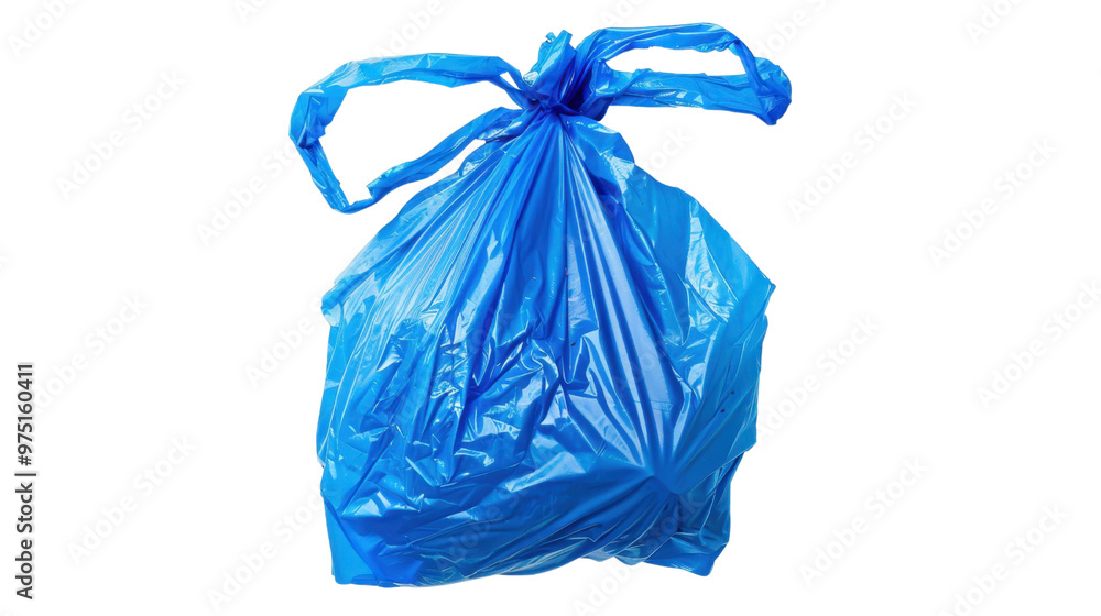 Fototapeta premium Blue plastic bag on transparent background
