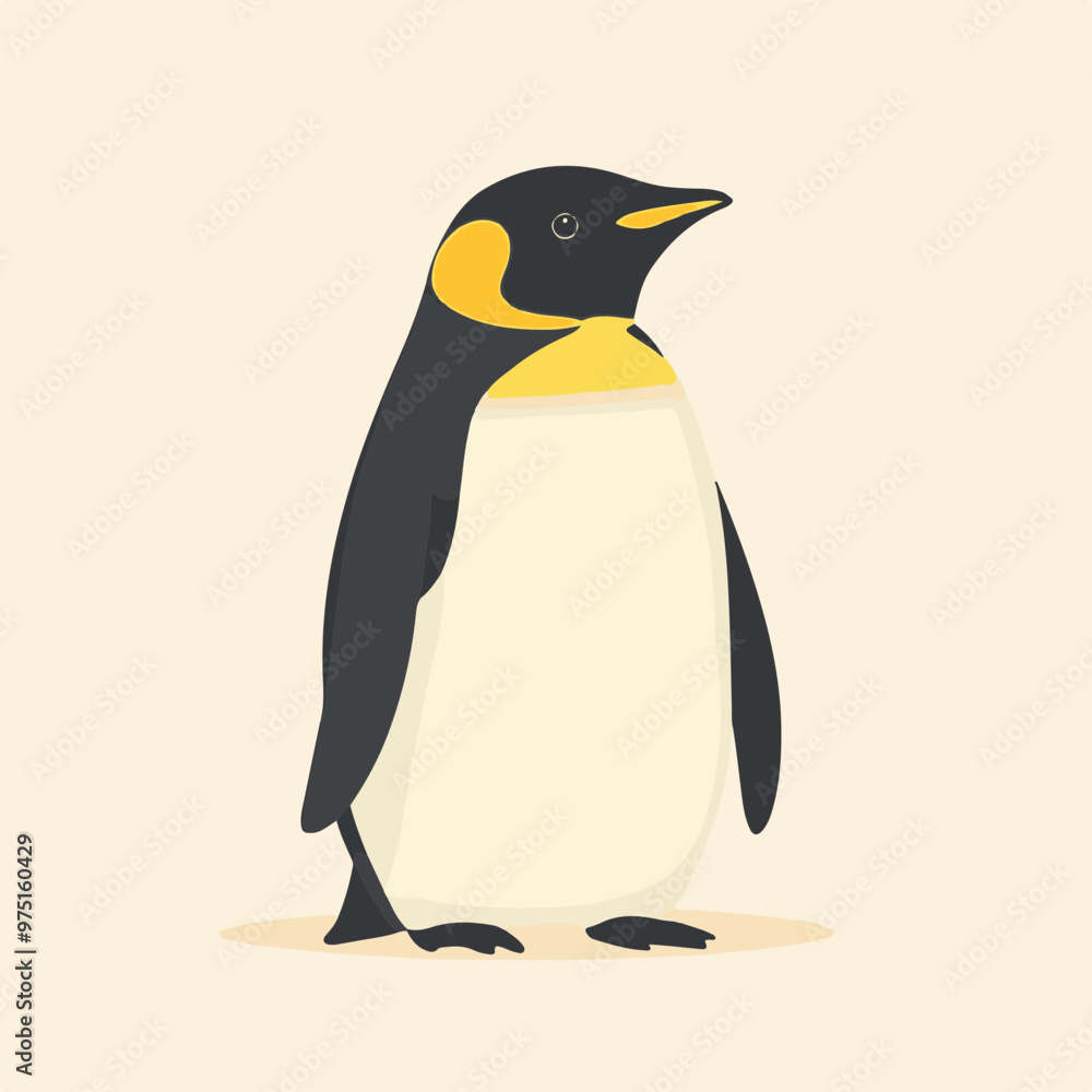 Fototapeta premium Stylized Penguin Illustration on Plain Background