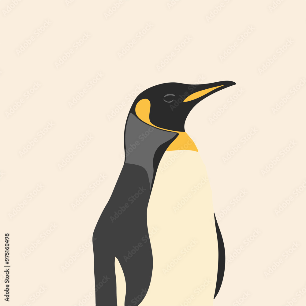 Fototapeta premium Stylized Penguin Illustration on Cream Background