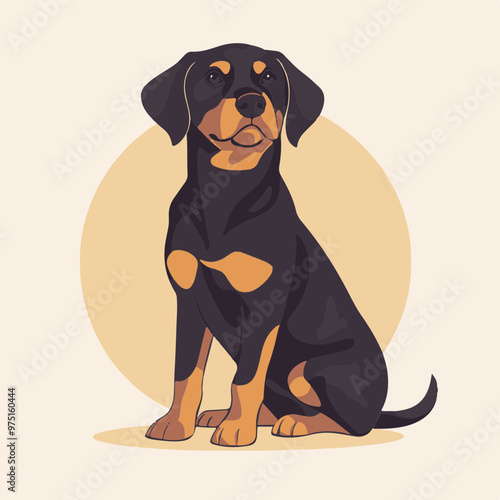 Illustration of a Rottweiler Sitting Proudly
