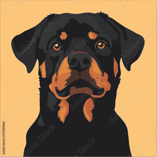 Stylized Portrait of a Rottweiler Dog