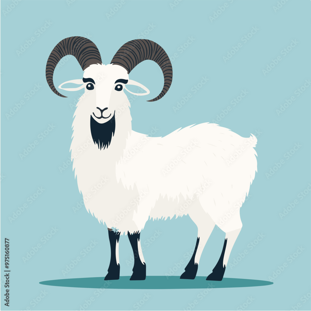 Vector Illustration of a Playful Goat on Blue Background Vector Illustration of a Playful Goat on Blue Background