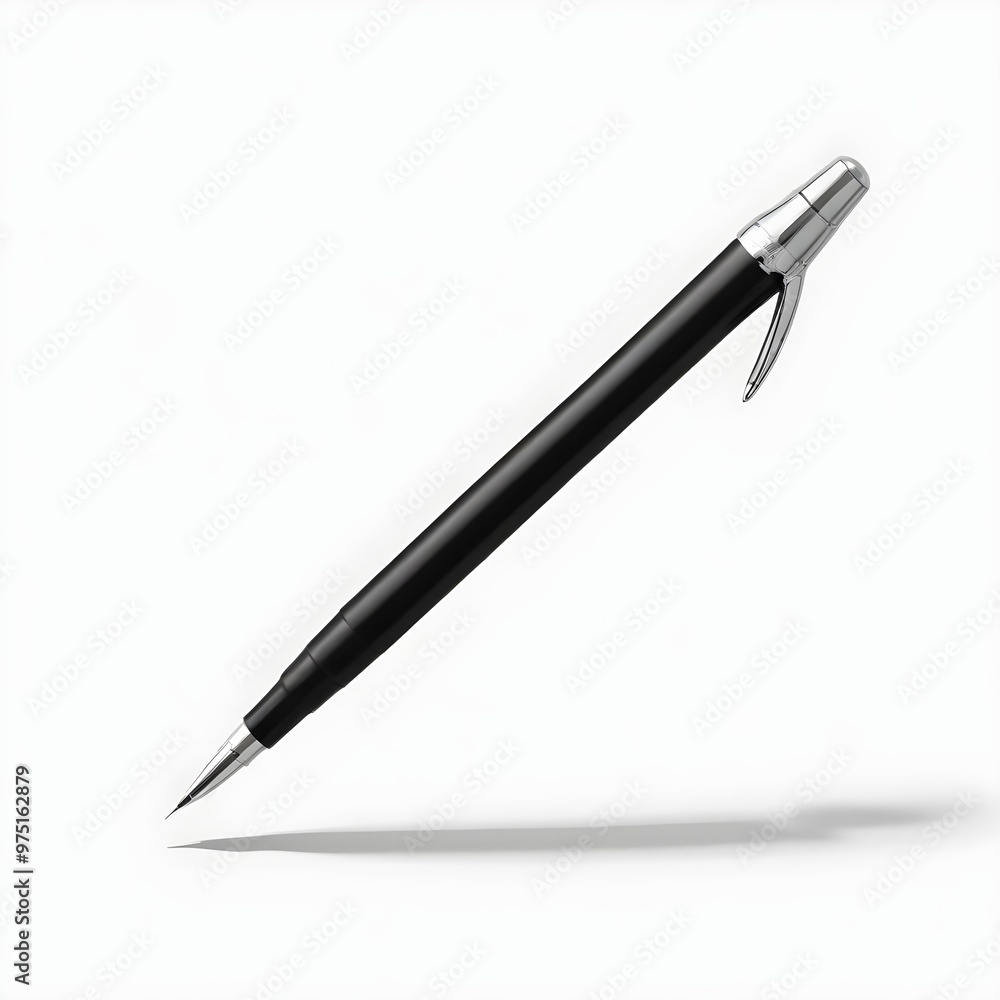 A black and white pen with a silver tip A black and white pen with a silver tip