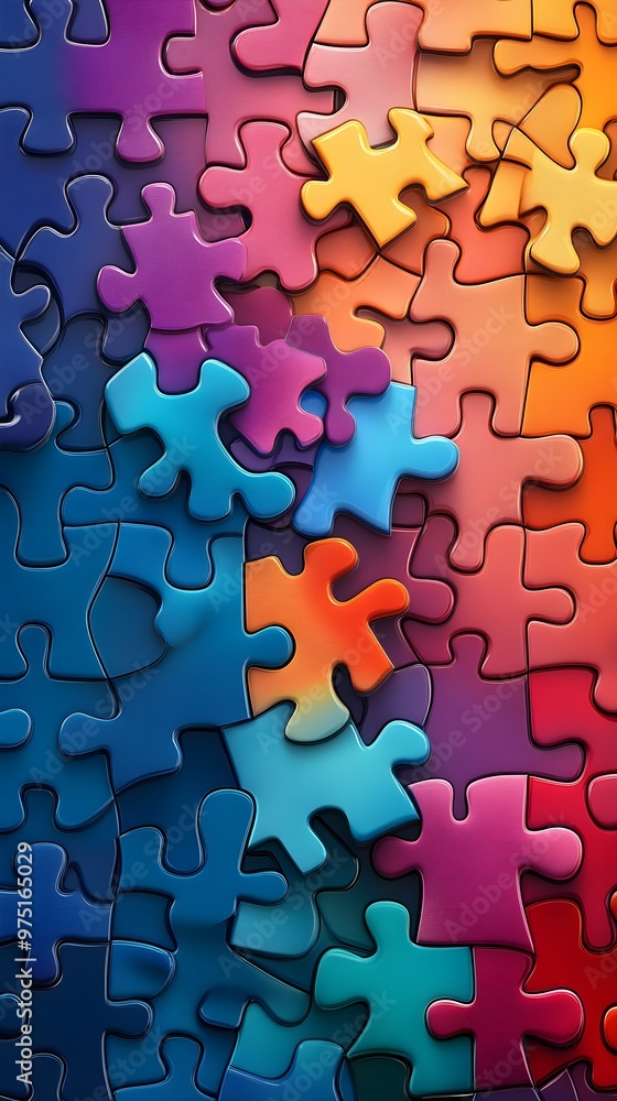 Illustrative style showcases a vibrant, colorful puzzle background design image Illustrative style showcases a vibrant, colorful puzzle background design image