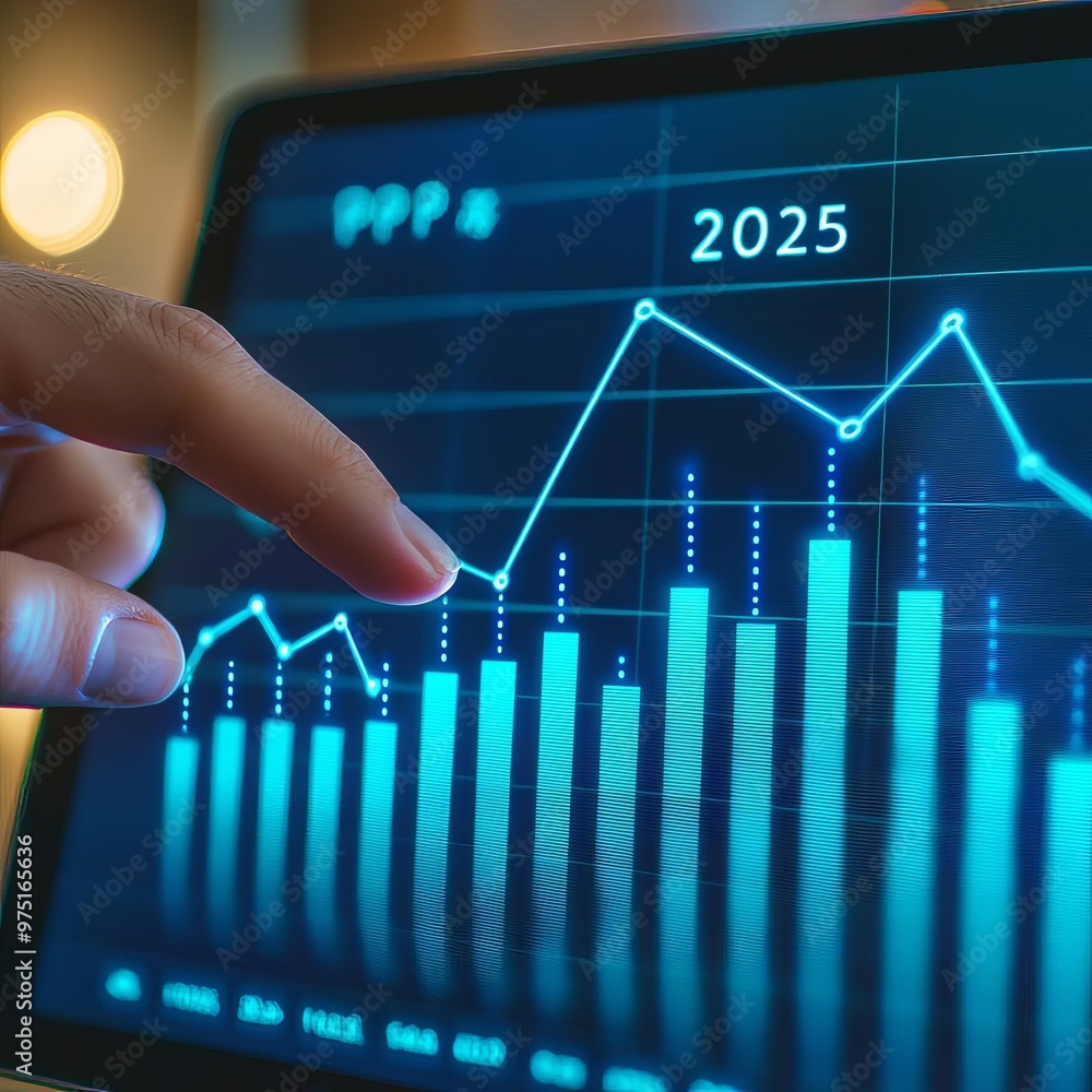 Happy New Year 2025 A digital business analytics concept Happy New Year 2025 A digital business analytics concept