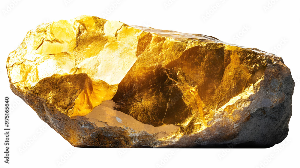 Golden Rock Isolated on White Background with Realistic Texture and Details Golden Rock Isolated on White Background with Realistic Texture and Details