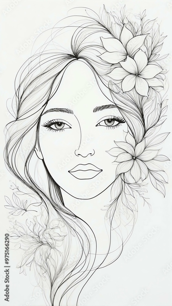 Fototapeta premium abstract one line drawing of a face background
