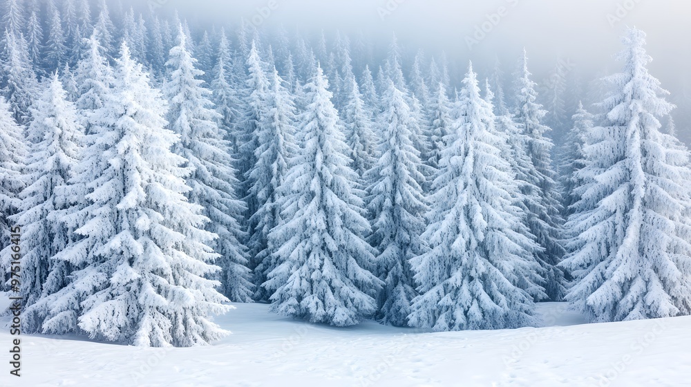 A picturesque winter forest with a blanket of fresh snow, Generative AI A picturesque winter forest with a blanket of fresh snow, Generative AI