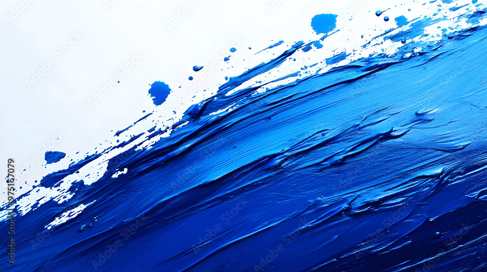 Abstract blue paint strokes create a dynamic texture on white canvas background. Abstract blue paint strokes create a dynamic texture on white canvas background.