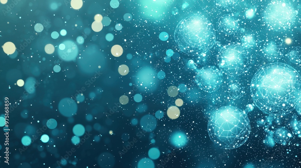 Abstract Blue Network Background with Glowing Spheres Abstract Blue Network Background with Glowing Spheres