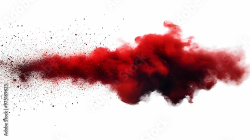 Abstract Red and Black Smoke Explosion on White Background