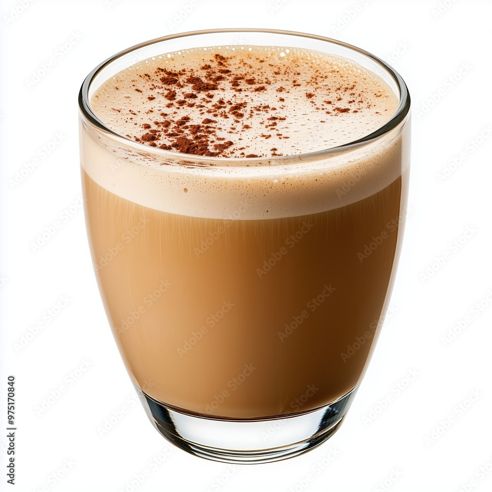 cappuccino coffee isolated on white background, top view, view from above, delicious cappuccino coffee drink in glass cup hot beverage, for cafe, coffee shop, menu cappuccino coffee isolated on white background, top view, view from above, delicious cappuccino coffee drink in glass cup hot beverage, for cafe, coffee shop, menu