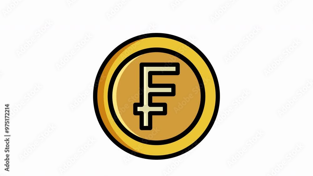 Animated, gold coin featuring Swiss Franc coin, Swiss money symbol, ideal for financial concepts, currency exchange, current money, economics, investment, banking, savings and investment concepts desi Animated, gold coin featuring Swiss Franc coin, Swiss money symbol, ideal for financial concepts, currency exchange, current money, economics, investment, banking, savings and investment concepts desi