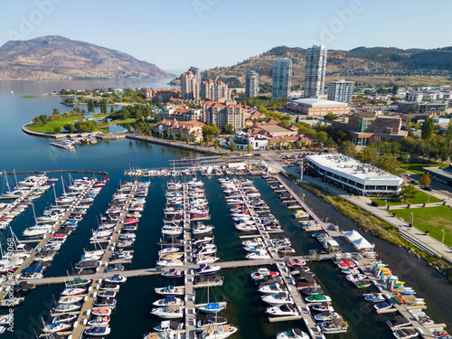 Aerial Kelowna City Waterfront British Columbia Okanagan Valley #975173068