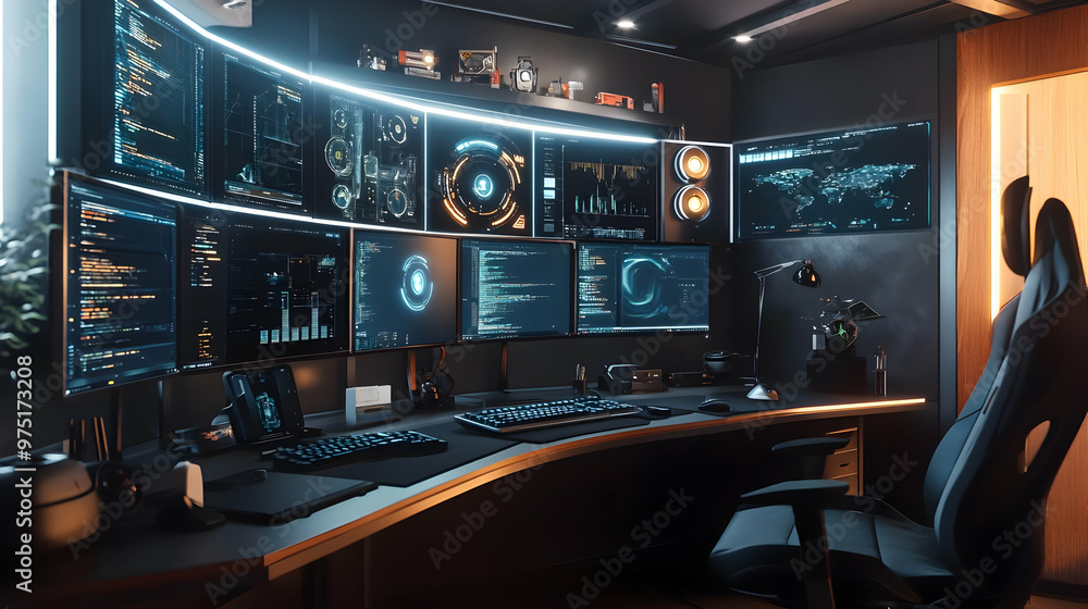Futuristic Gaming Setup - 3D Illustration Futuristic Gaming Setup - 3D Illustration