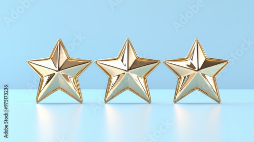 Three Golden Stars on a Blue Background photo