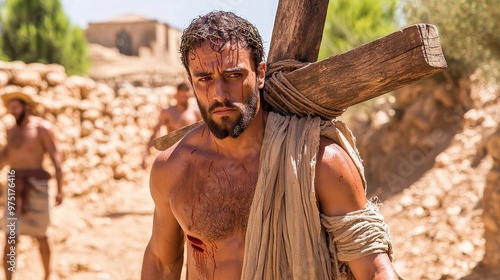 Man Carrying Cross  Jesus   Blood   Pain   Sacrifice   Religion   Spiritual   Faith   Biblical   Historical   Christianity   Torture   Ancient   Ancie
