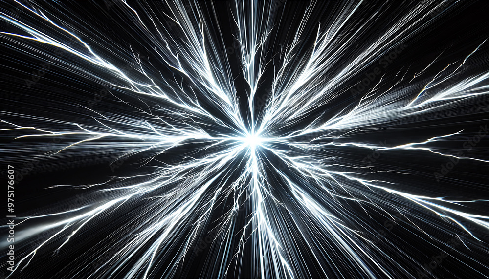 Obraz premium 集中線と白色の雷のイナズマ放射線4