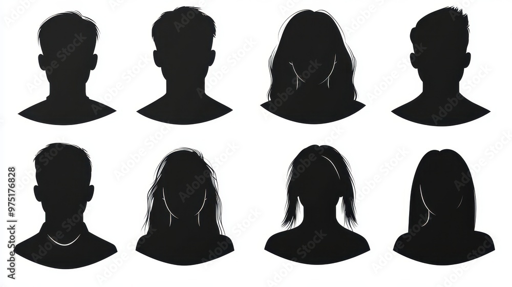 Silhouettes of People Male and Female Anonymous Profile Avatar User Icon Vector Silhouettes of People Male and Female Anonymous Profile Avatar User Icon Vector