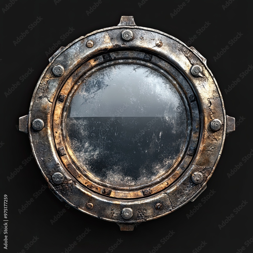 Fototapeta premium Vintage Porthole with Rustic Metal Frame