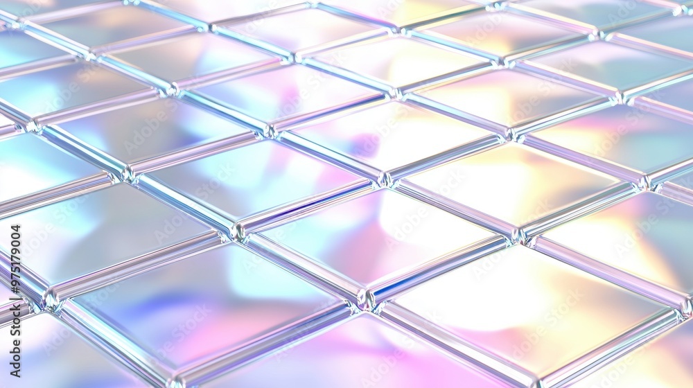 Abstract Iridescent Geometric Background   Shiny Glass Tiles Pattern