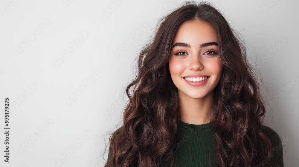 Beautiful Woman Smiling with Long Curly Hair Beautiful Woman Smiling with Long Curly Hair