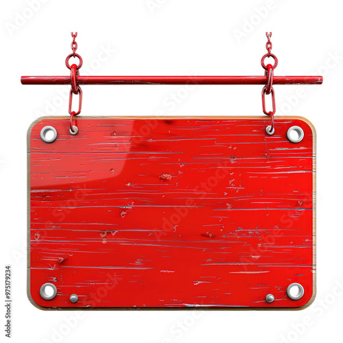 Red Wooden Board on Transparent Background photo