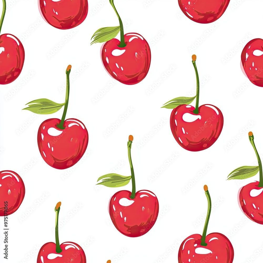 Vibrant Red Cherry Pattern Design for Backgrounds Vibrant Red Cherry Pattern Design for Backgrounds