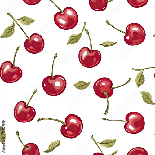 Vibrant Cherry Pattern Design for Textiles and Decor