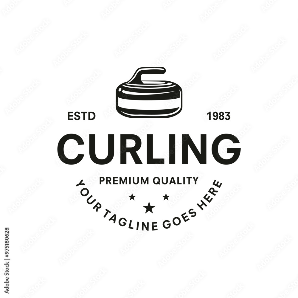 Badge emblem curling sport vector with curling stone concept Badge emblem curling sport vector with curling stone concept