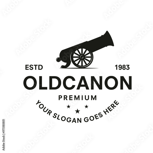 Vintage classic old cannon icon vector template