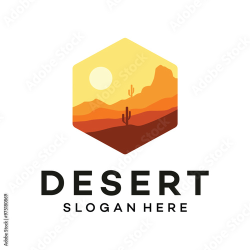 Abstract desert logo vector icon on white background
