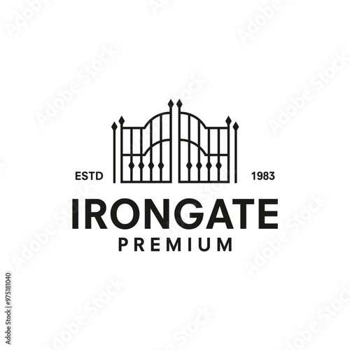 vintage logo iron gate vector template illustration