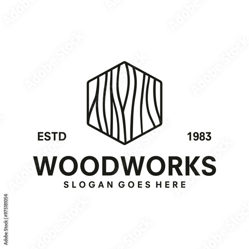vintage logo woodwork vector template illustration