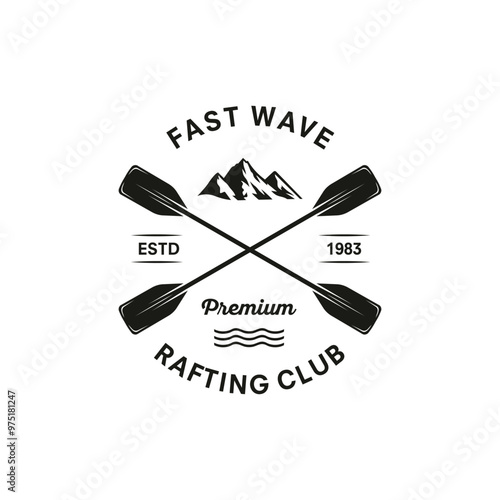 Rafting vintage logo vector template illustration design