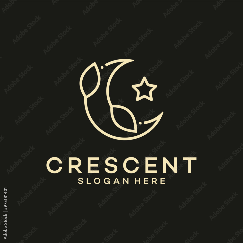 Creative Logo Dream Star Crescent Moon and Star Silhouette Illustration Simple Creative Logo Dream Star Crescent Moon and Star Silhouette Illustration Simple