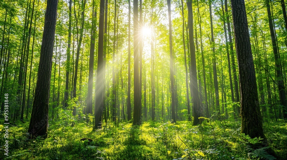 Sunbeams Through Deciduous Forest Sunbeams Through Deciduous Forest