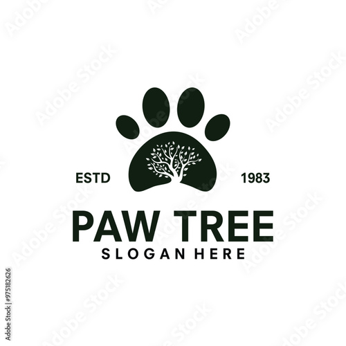 animal paw tree logo symbol vector illustration design photo