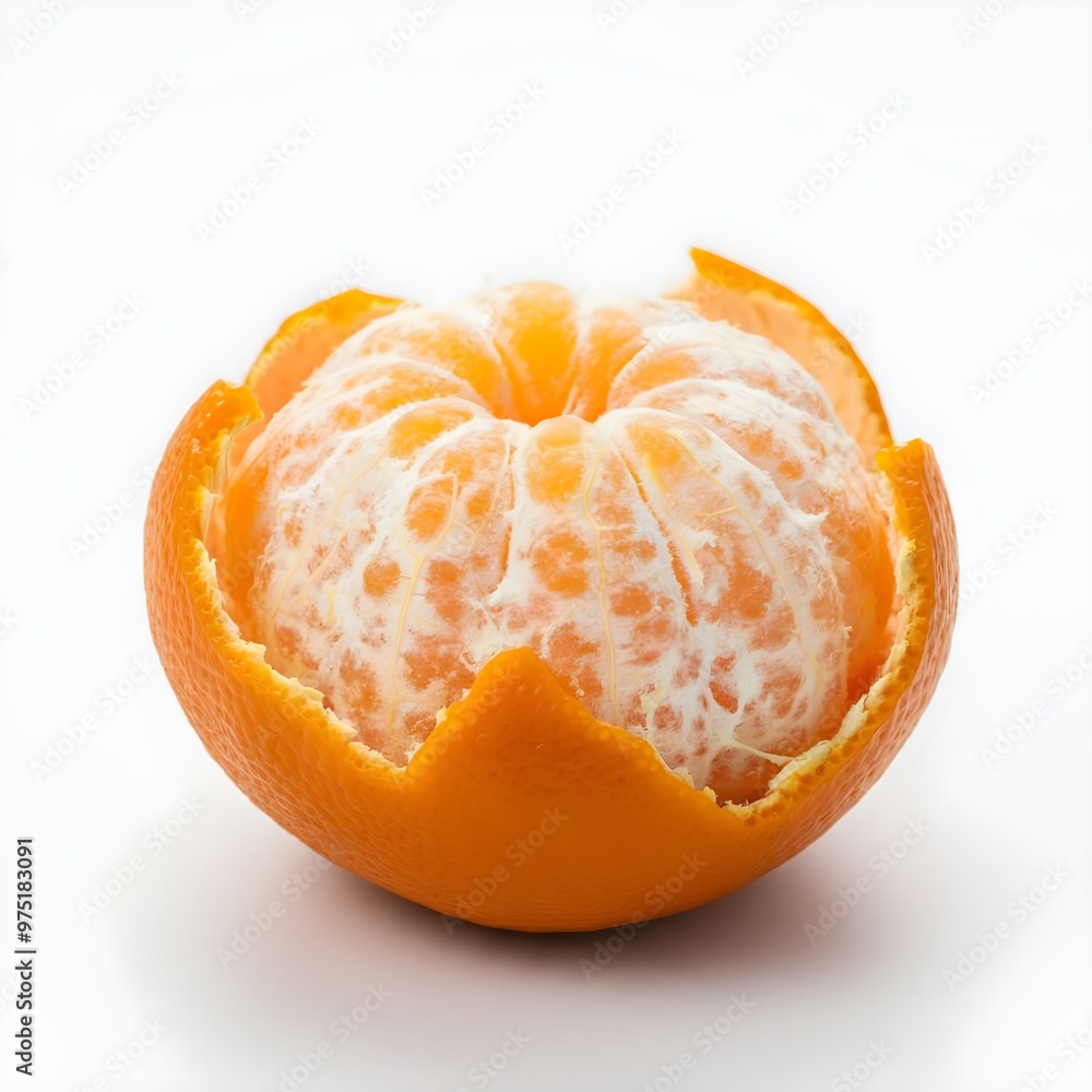 A peeled tangerine isolated on a white background. A peeled tangerine isolated on a white background.